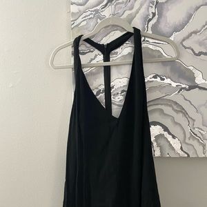 Black deep V romper